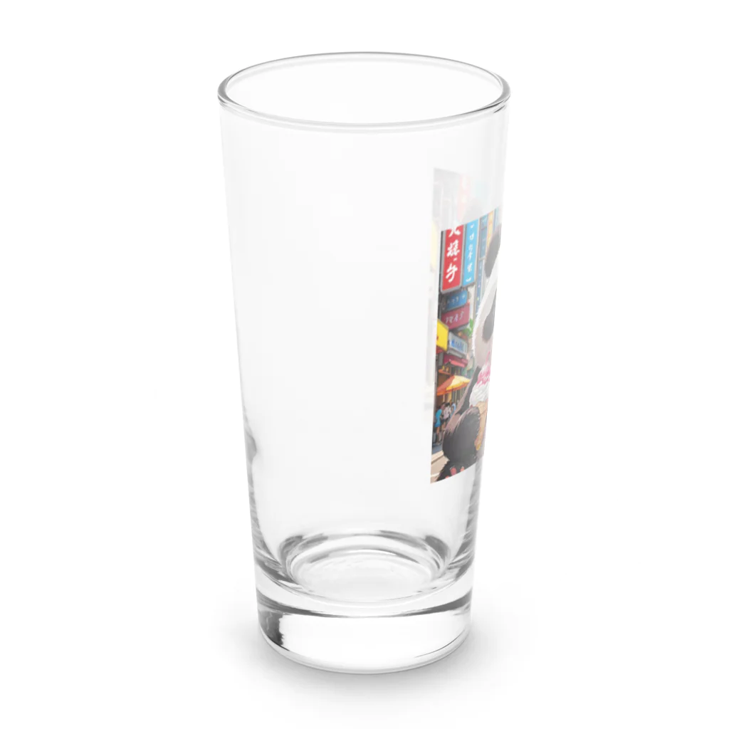 rakutenitibaのアイスクリームをもらって嬉しいパンダ Long Sized Water Glass :left