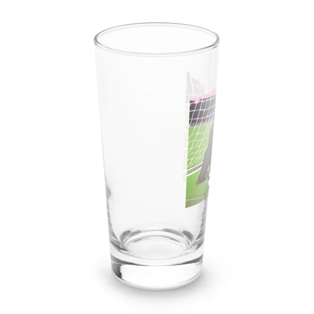 ganeshaのサッカーでゴールを守る白黒のゴリラ Long Sized Water Glass :left