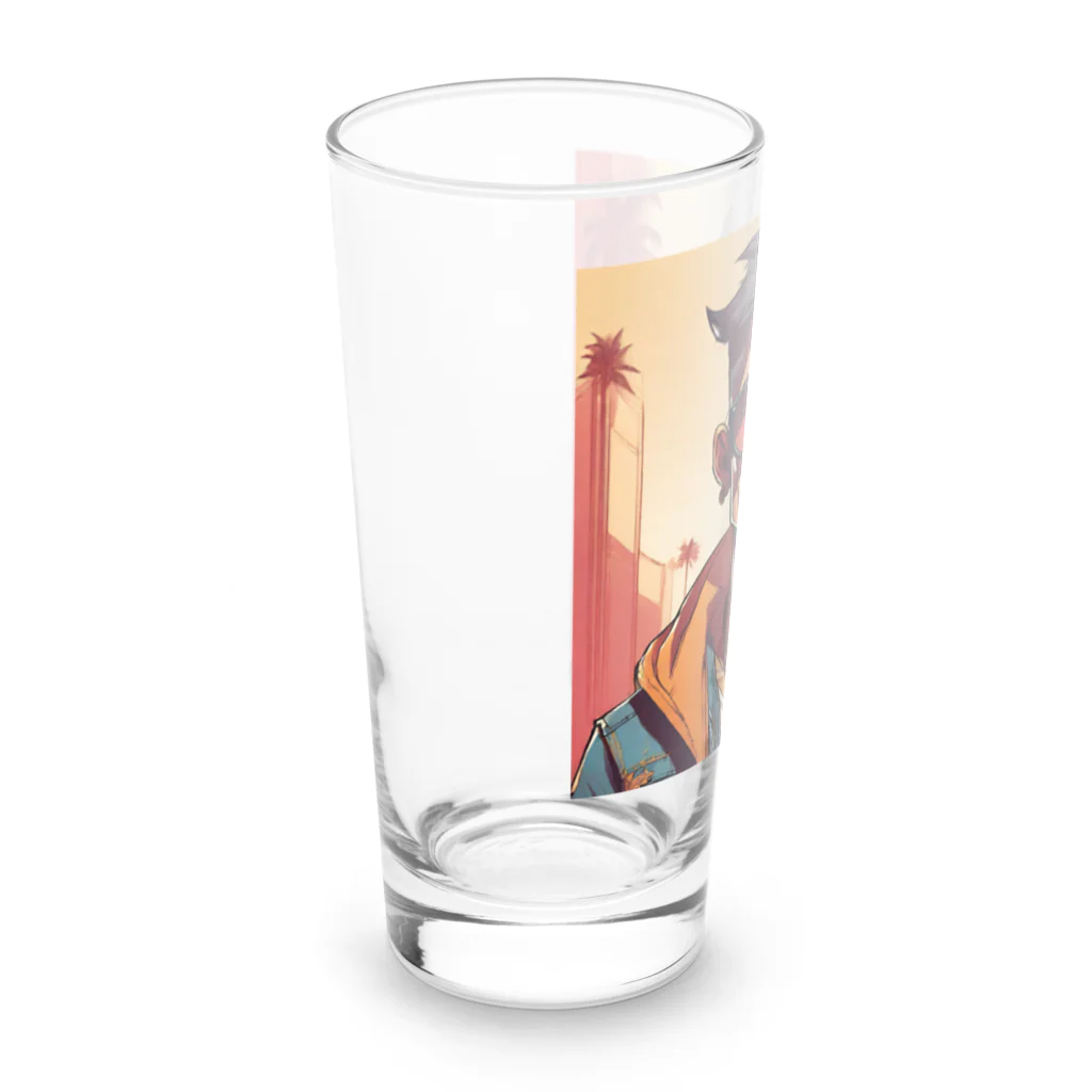 パワドラのサングラスをかけたイケオジ Long Sized Water Glass :left