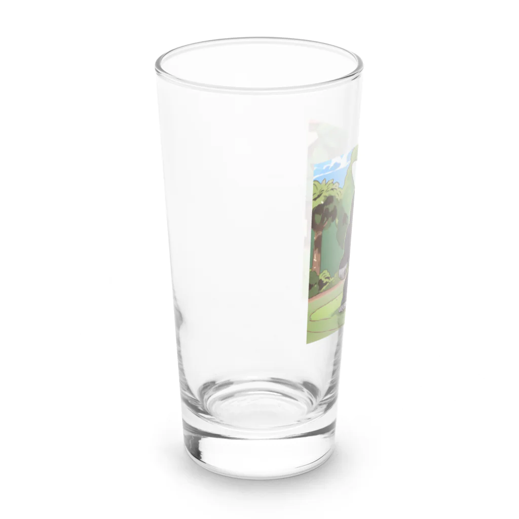 ganeshaのフリスビーをする白黒のゴリラ Long Sized Water Glass :left