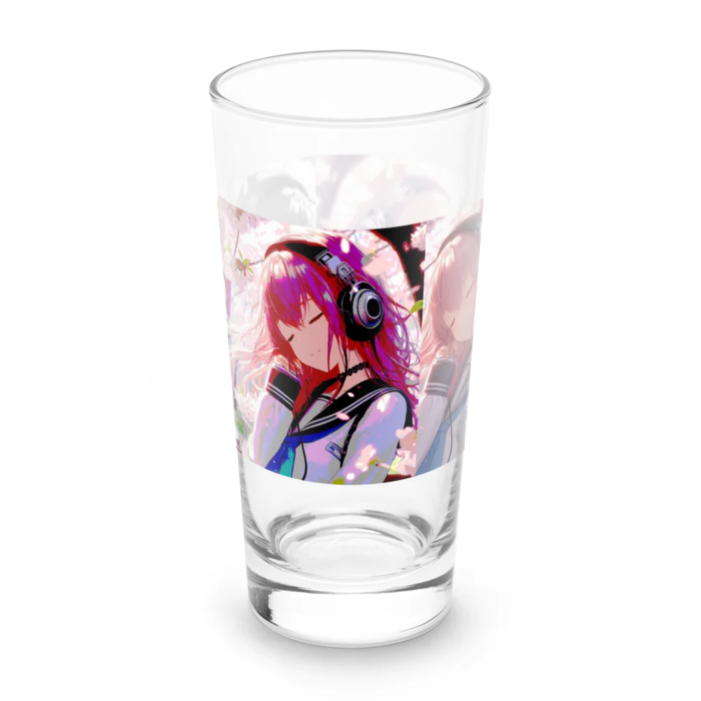 JAPAN THE HEROのヘッドフォン女子ともちゃん🌸 Long Sized Water Glass :left