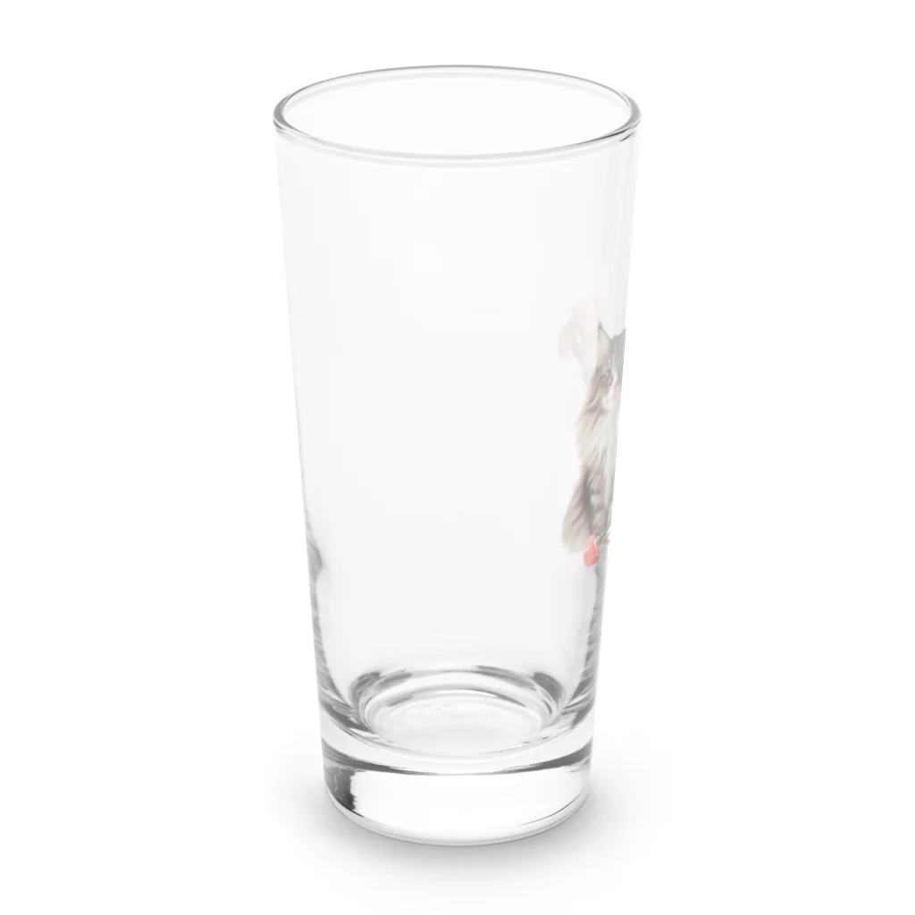 Y m @Y's shopの猫とカーネーション Long Sized Water Glass :left