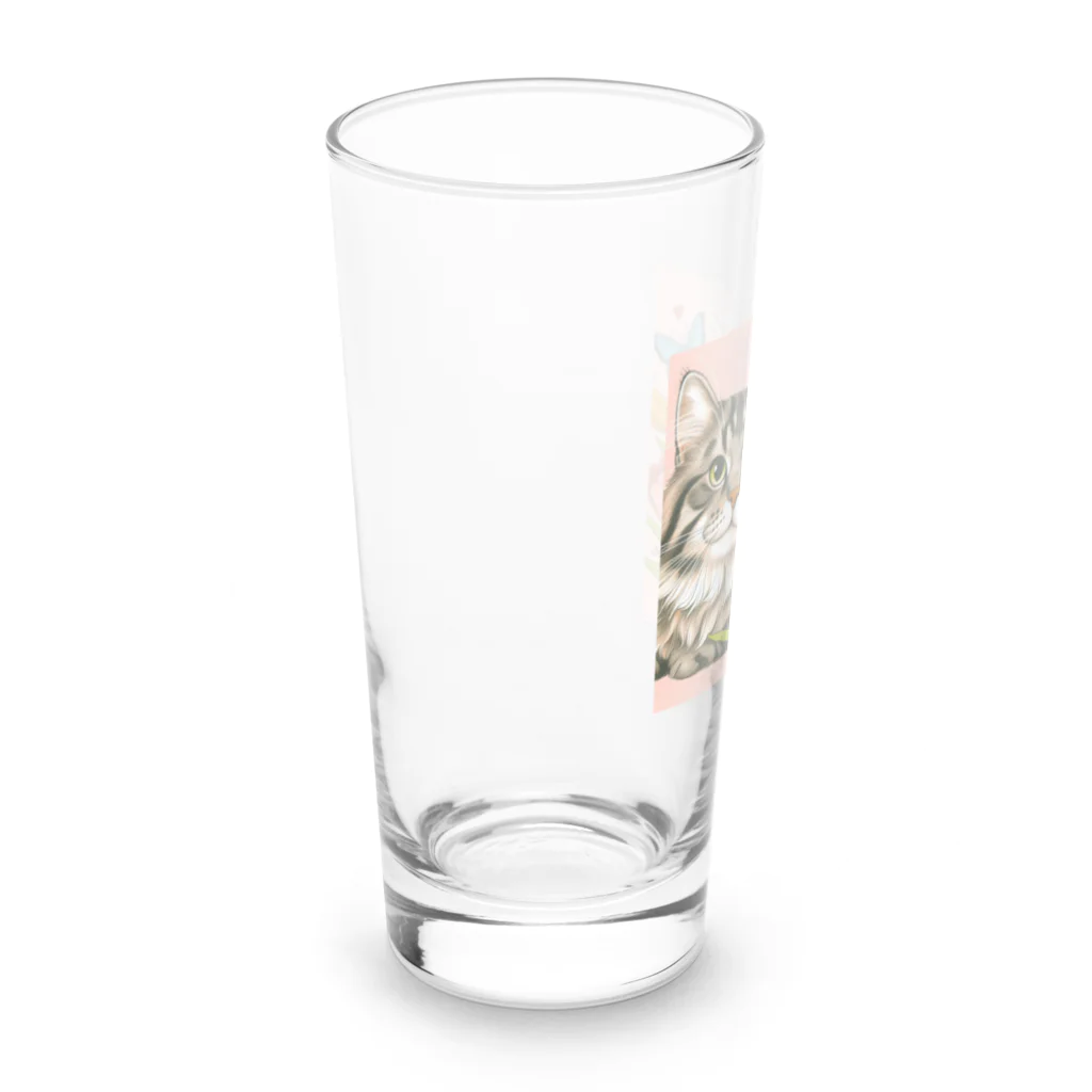 Y m @Y's shopの猫とチューリップ Long Sized Water Glass :left