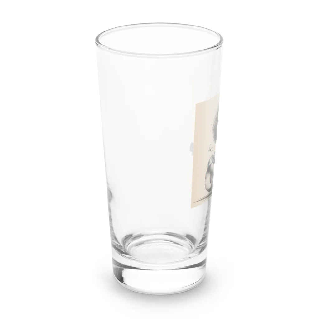 atu-daruma77のウクレレを持つアフロヘアのかわいい成長 Long Sized Water Glass :left