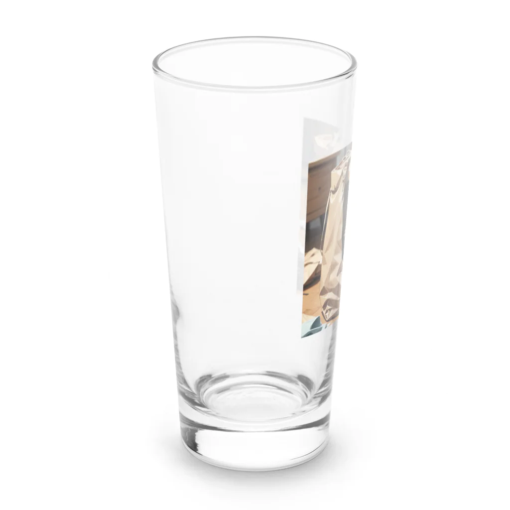 oz-chanの袋に入り込んで遊んでいる猫 Long Sized Water Glass :left