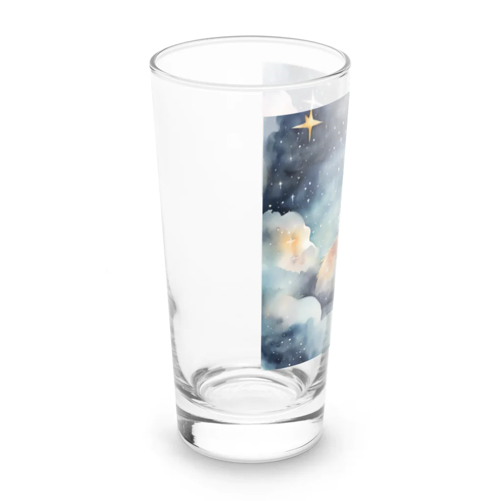 星降る夜にの星雲猫 Long Sized Water Glass :left