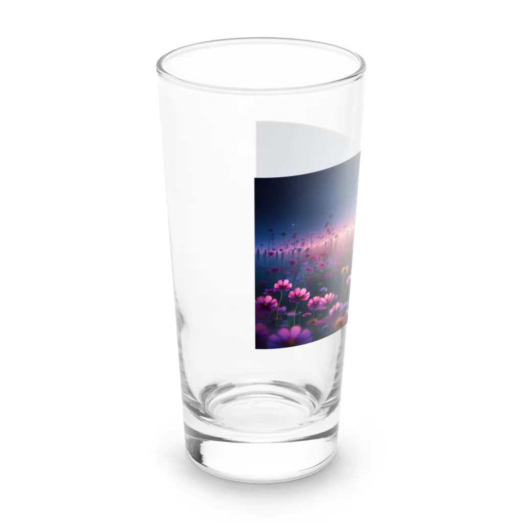 space catの花畑と猫と満月と Long Sized Water Glass :left