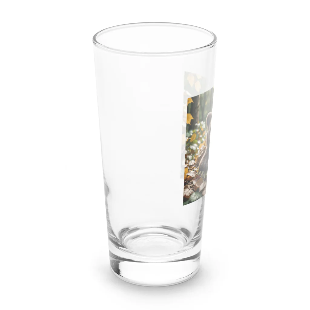 kerun11の葉っぱでベッドを作って寝ているクマ Long Sized Water Glass :left