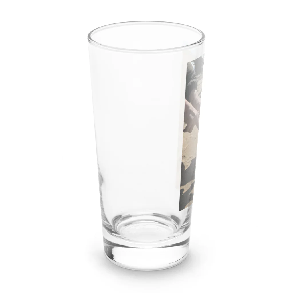 Narami_sanの浜辺散歩で仲良しピース✌️ Long Sized Water Glass :left