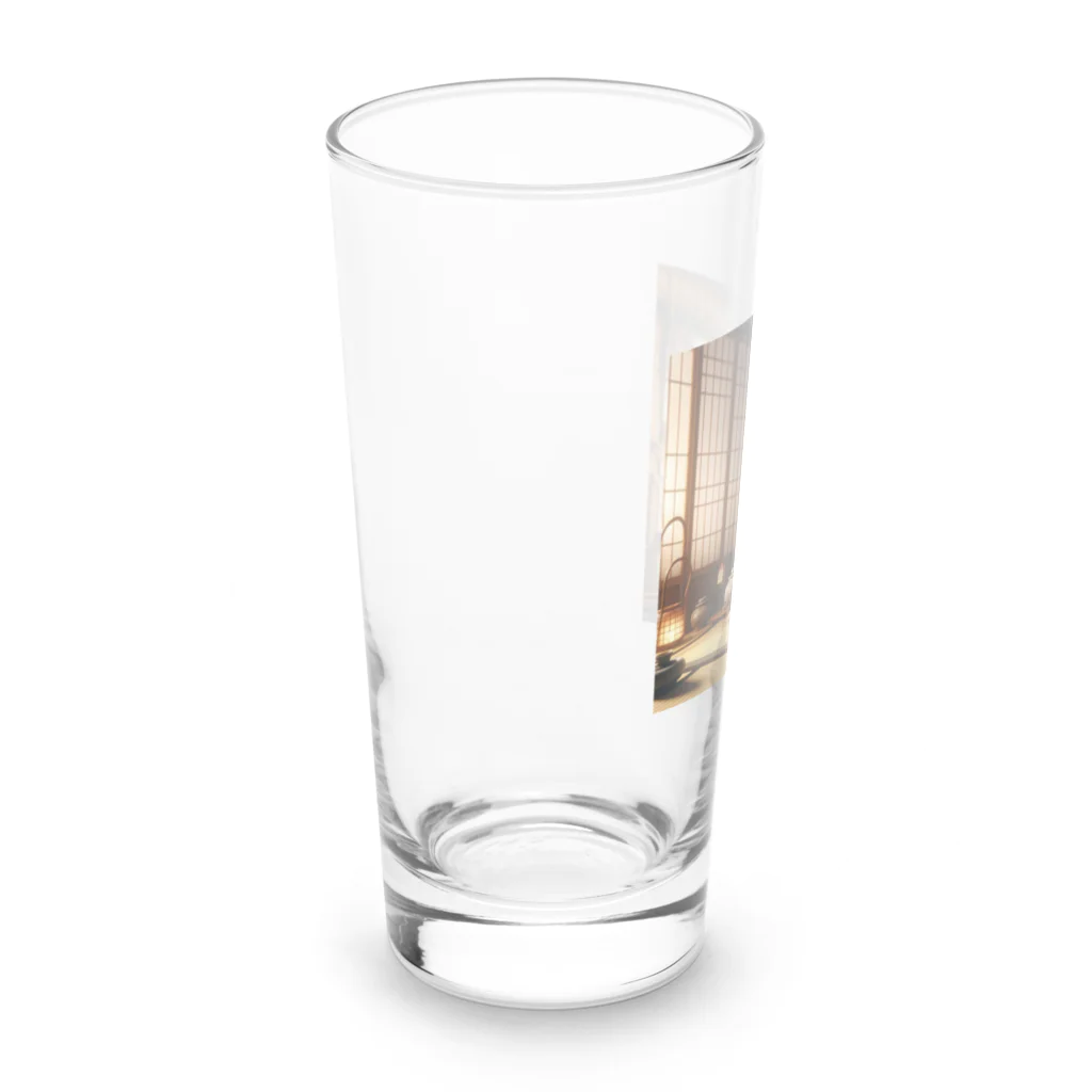 EMAKIの和紋様 x 猫　竹と猫の和室 Long Sized Water Glass :left