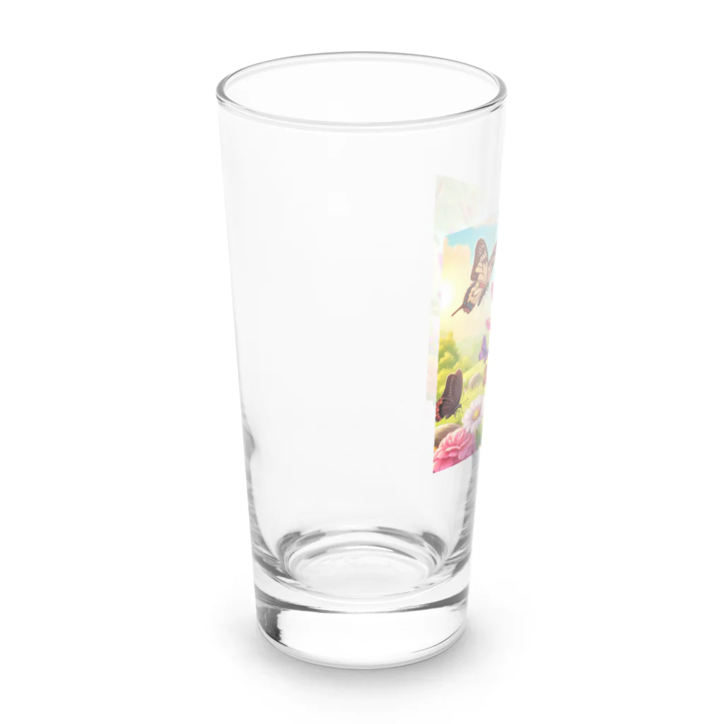 adjustの蝶々と一緒に遊んでいるかわいいウーパールーパー Long Sized Water Glass :left