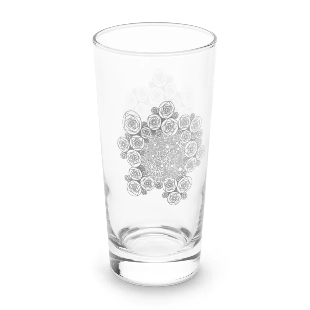 66.9(ろろっく)のバラと水面と魚(グレー) Long Sized Water Glass :left