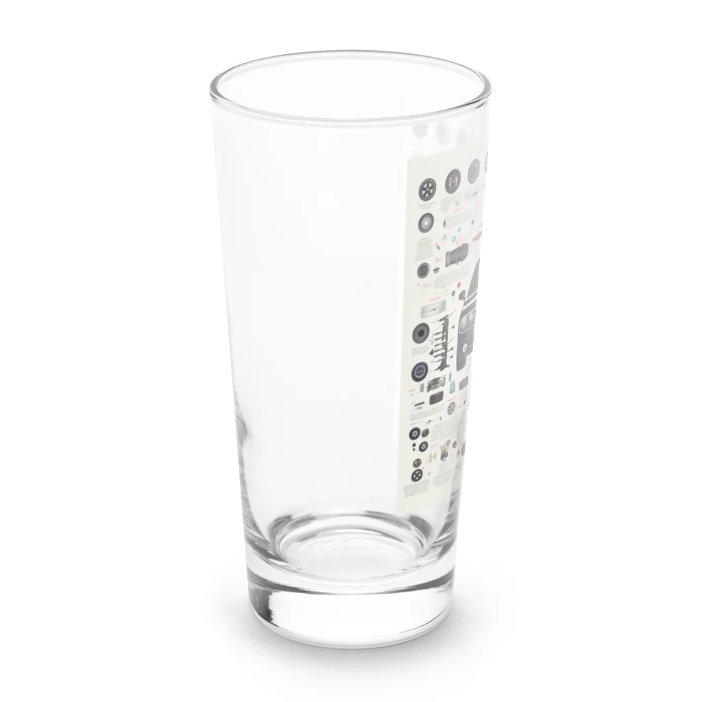 Chi3のクラシックマッスルカーの解剖学：レトロ自動車アート Long Sized Water Glass :left