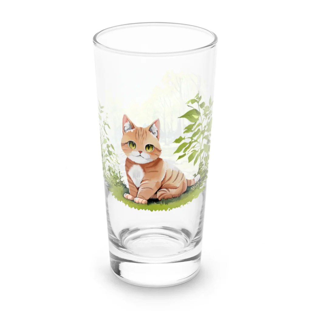 猫との風景の茶トラと森グラス Long Sized Water Glass :left