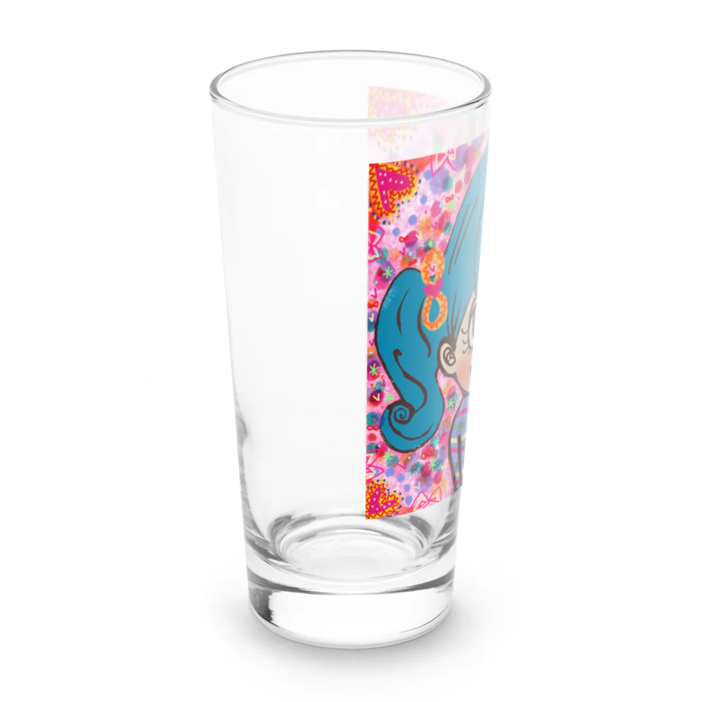 にじわたりねこのかわいい心　女の子イラスト Long Sized Water Glass :left