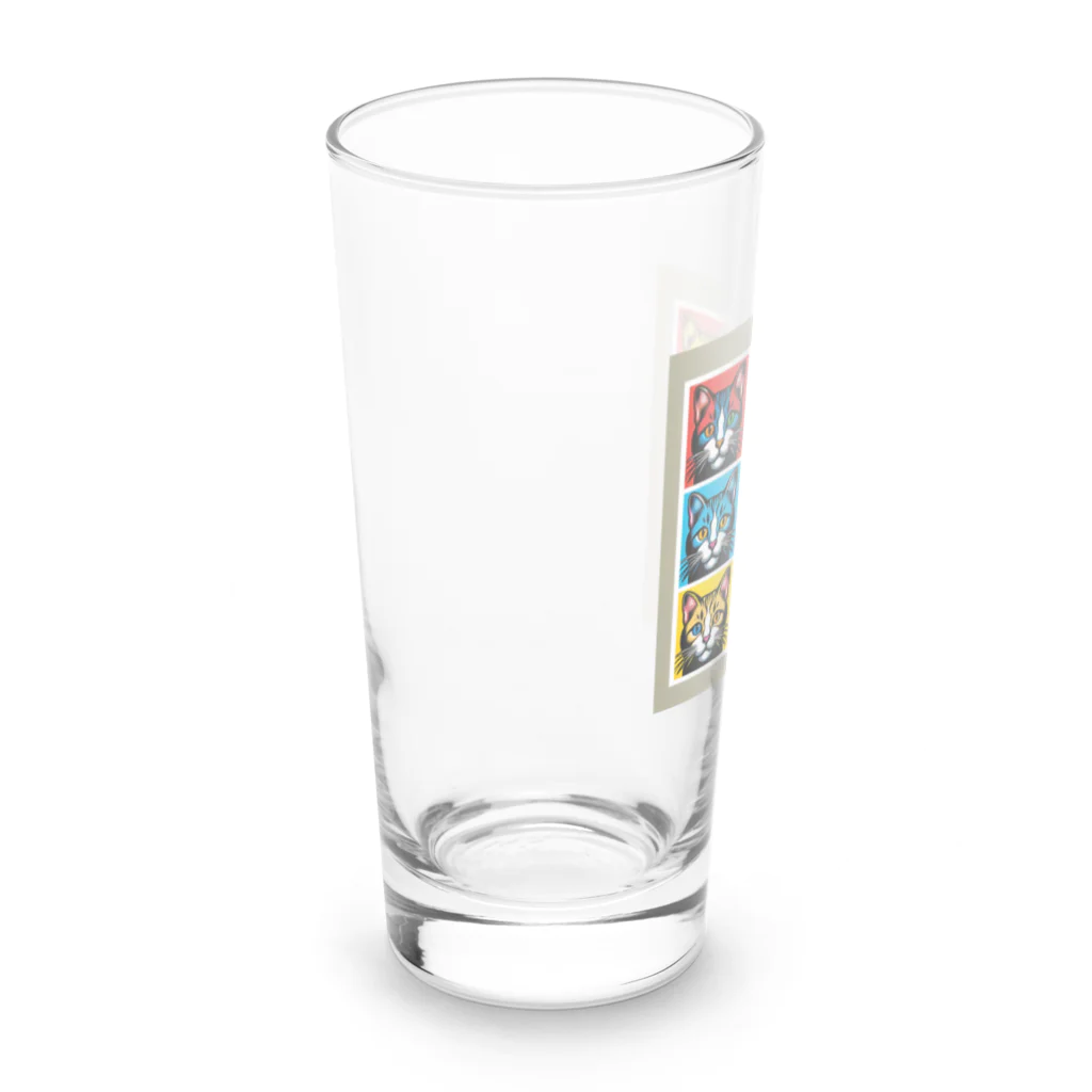 CatCraftsの【Colorful Cat Pop】- ポップアート猫顔コレクション Long Sized Water Glass :left