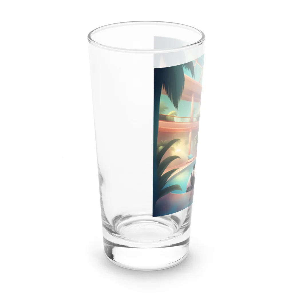 pandownloadの室内プールで遊ぶパンダ Long Sized Water Glass :left