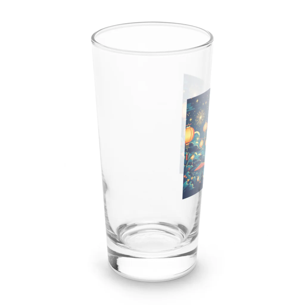 tanantの夏祭り、提灯が灯る下で花火をみている Long Sized Water Glass :left