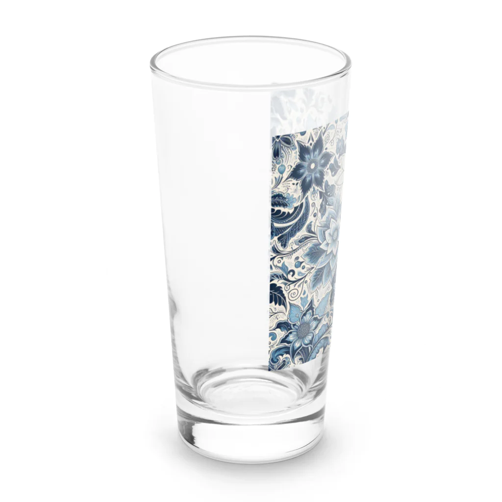 使いやすいデザインがいいね！のお花のバティック柄 ブルー Long Sized Water Glass :left