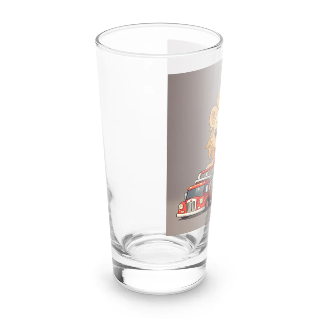 ganeshaの可愛いライオンとおもちゃの消防車 Long Sized Water Glass :left