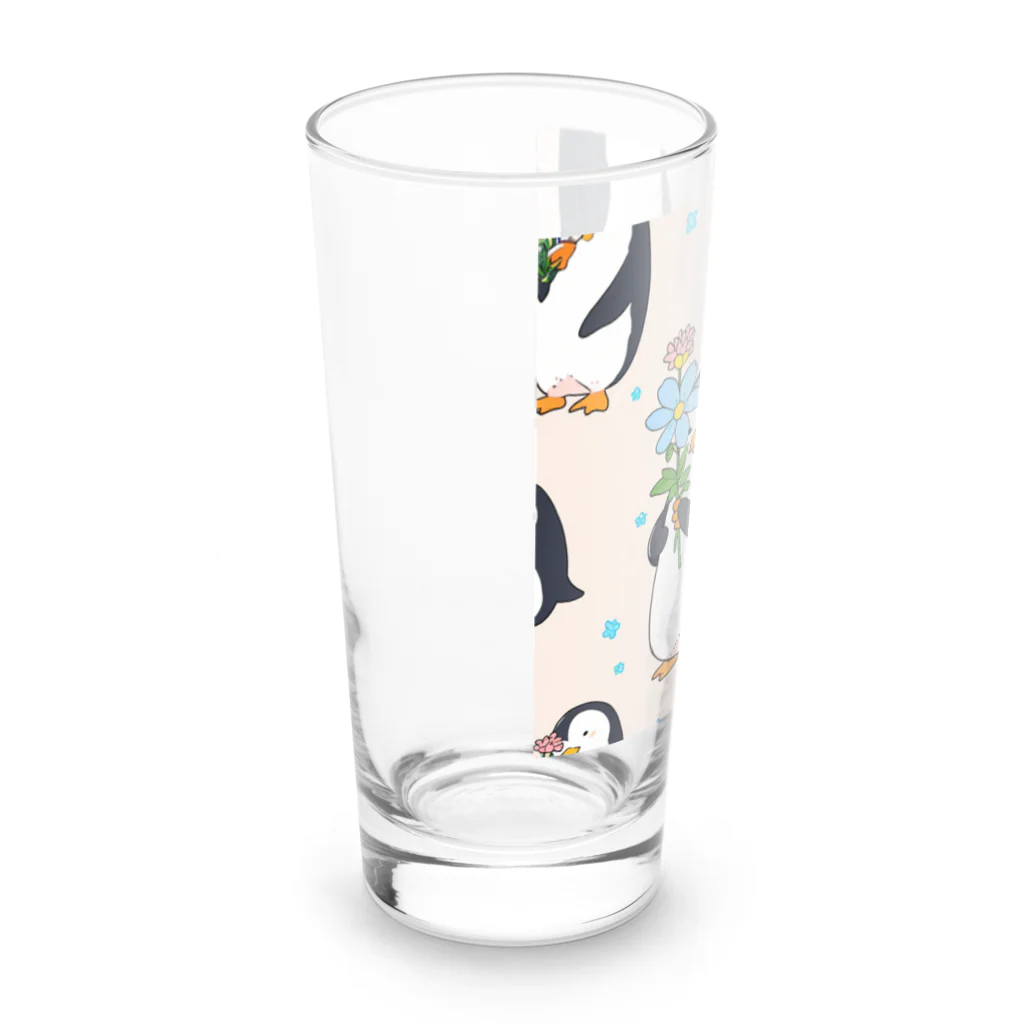 ganeshaの花を持ったかわいいペンギン Long Sized Water Glass :left