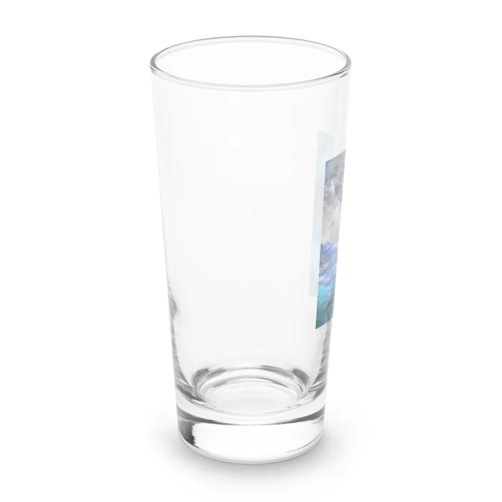 地上の楽園のイルカと宇宙 Long Sized Water Glass :left