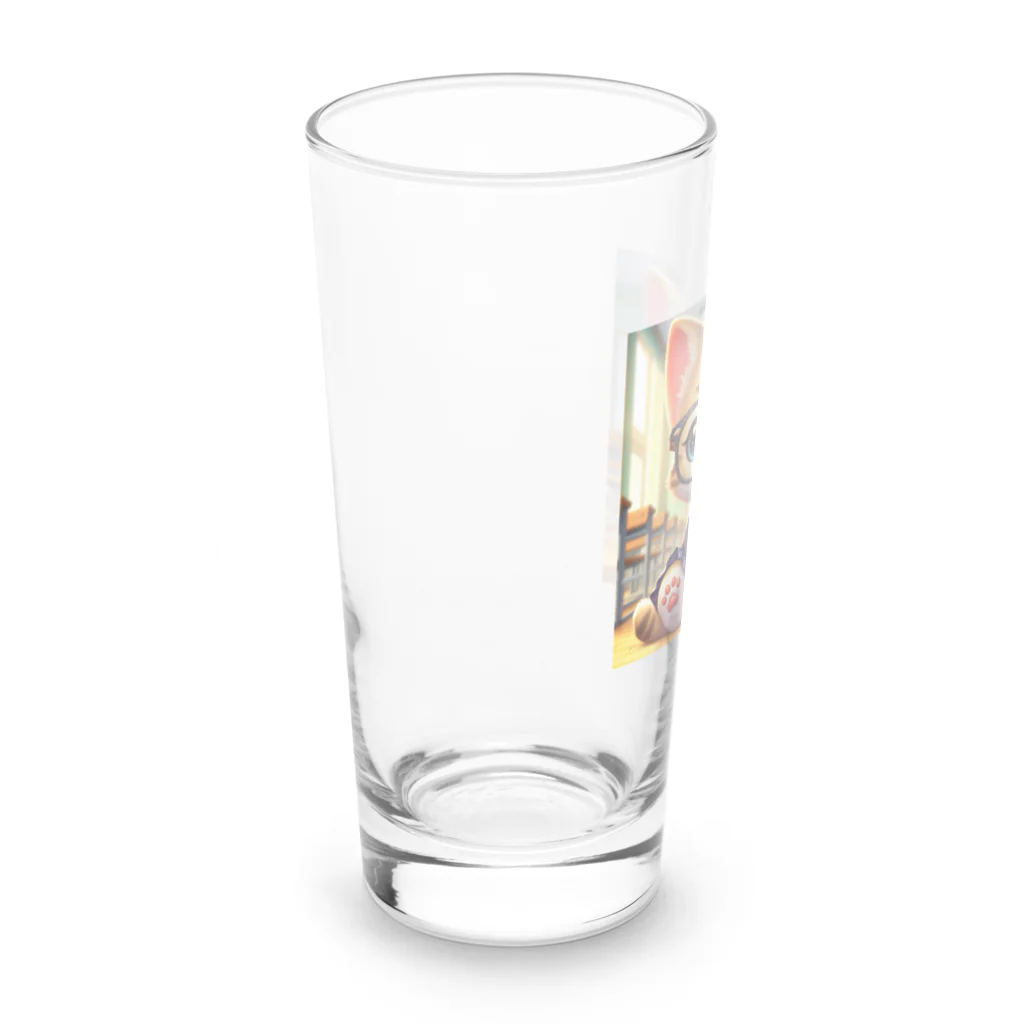 キュート＆クールのメガネのニャンコ３D・学校ver② Long Sized Water Glass :left