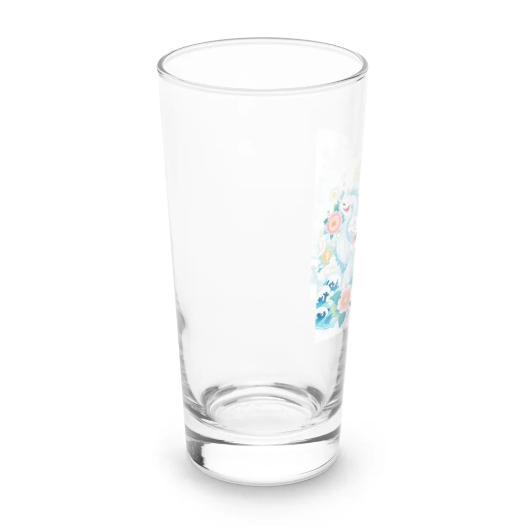 幸福龍神のカワイイ白りゅう。 Long Sized Water Glass :left