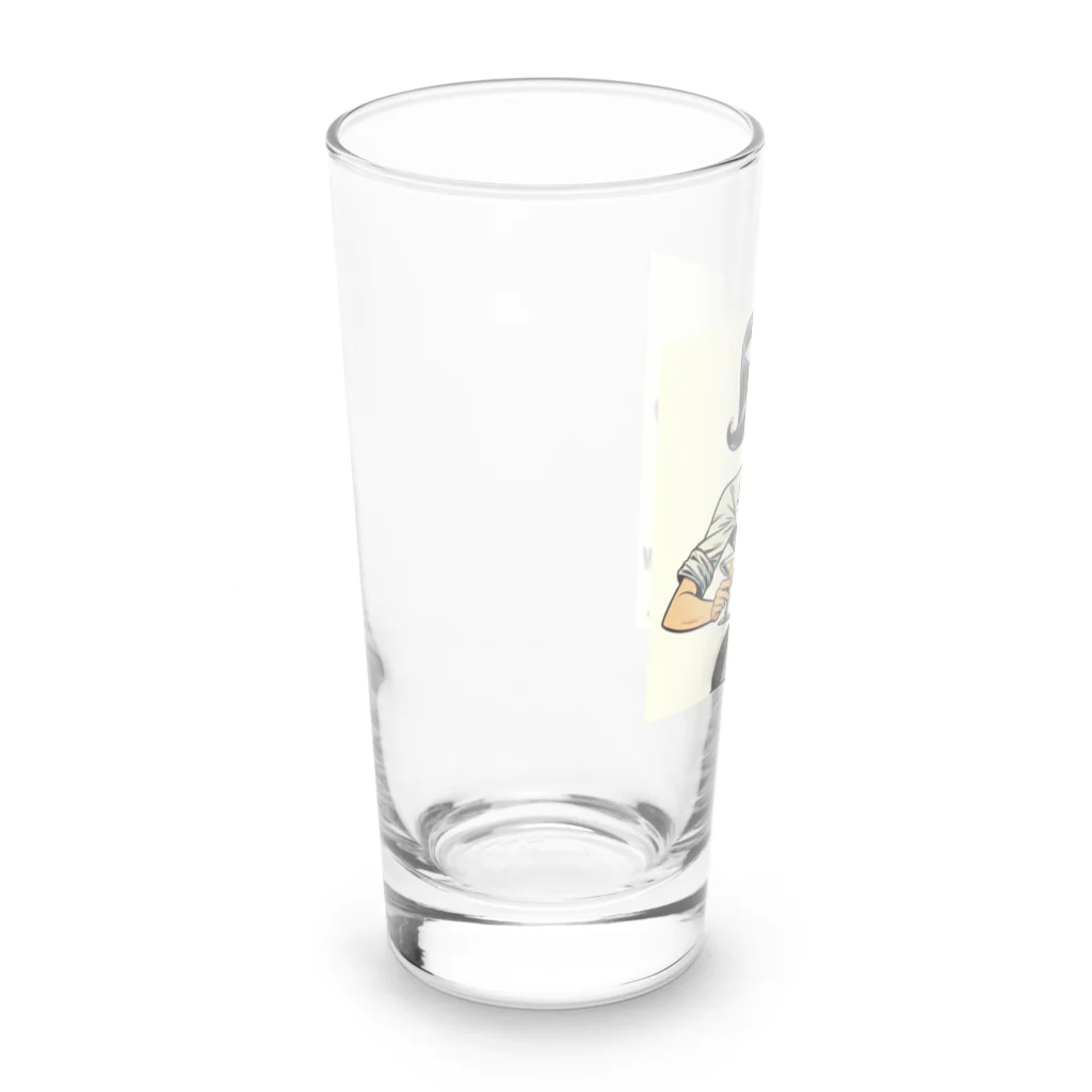 AMERICAN BARのアメコミ風バーテンダー Long Sized Water Glass :left