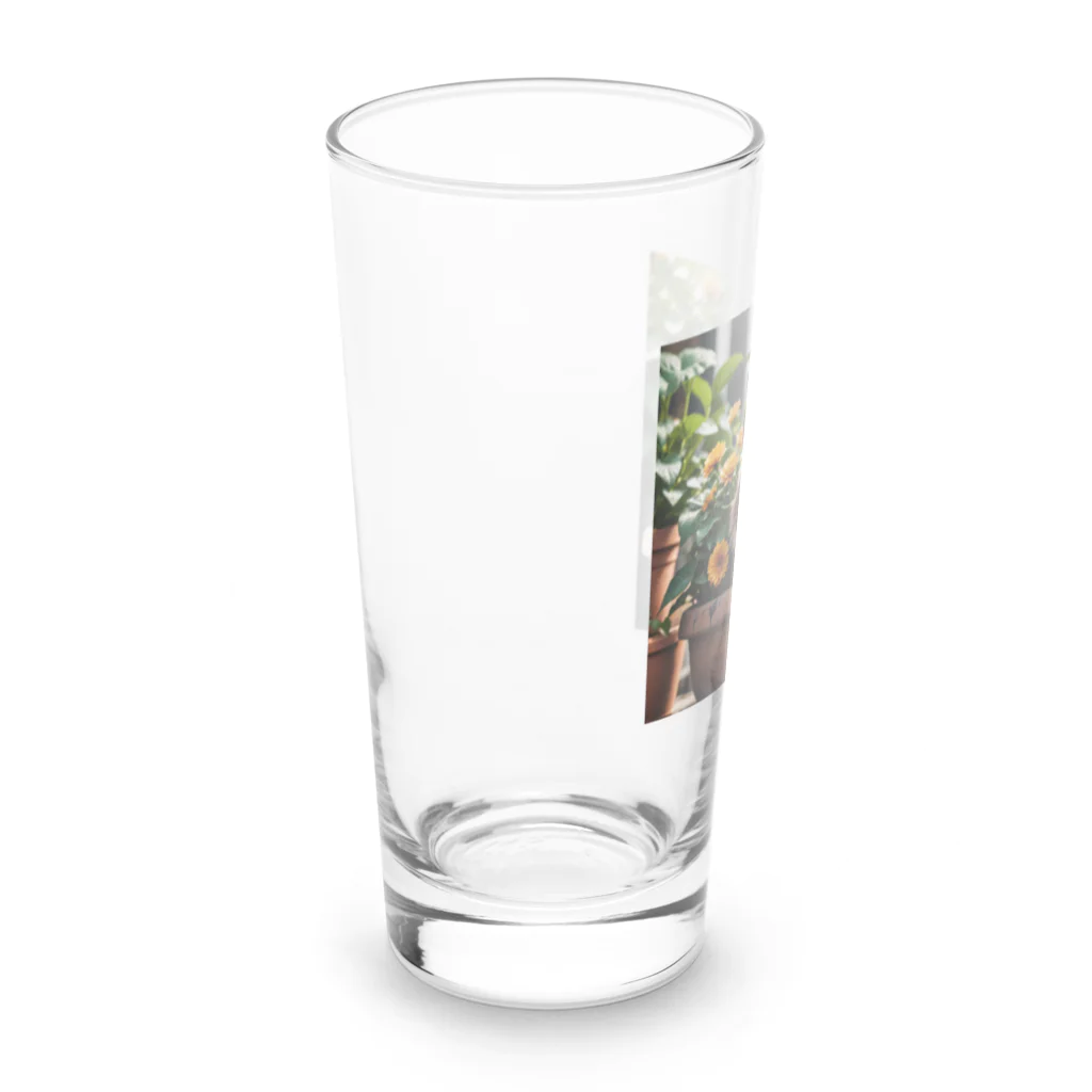 amaneiro___のお花の上でくつろぐ猫 Long Sized Water Glass :left