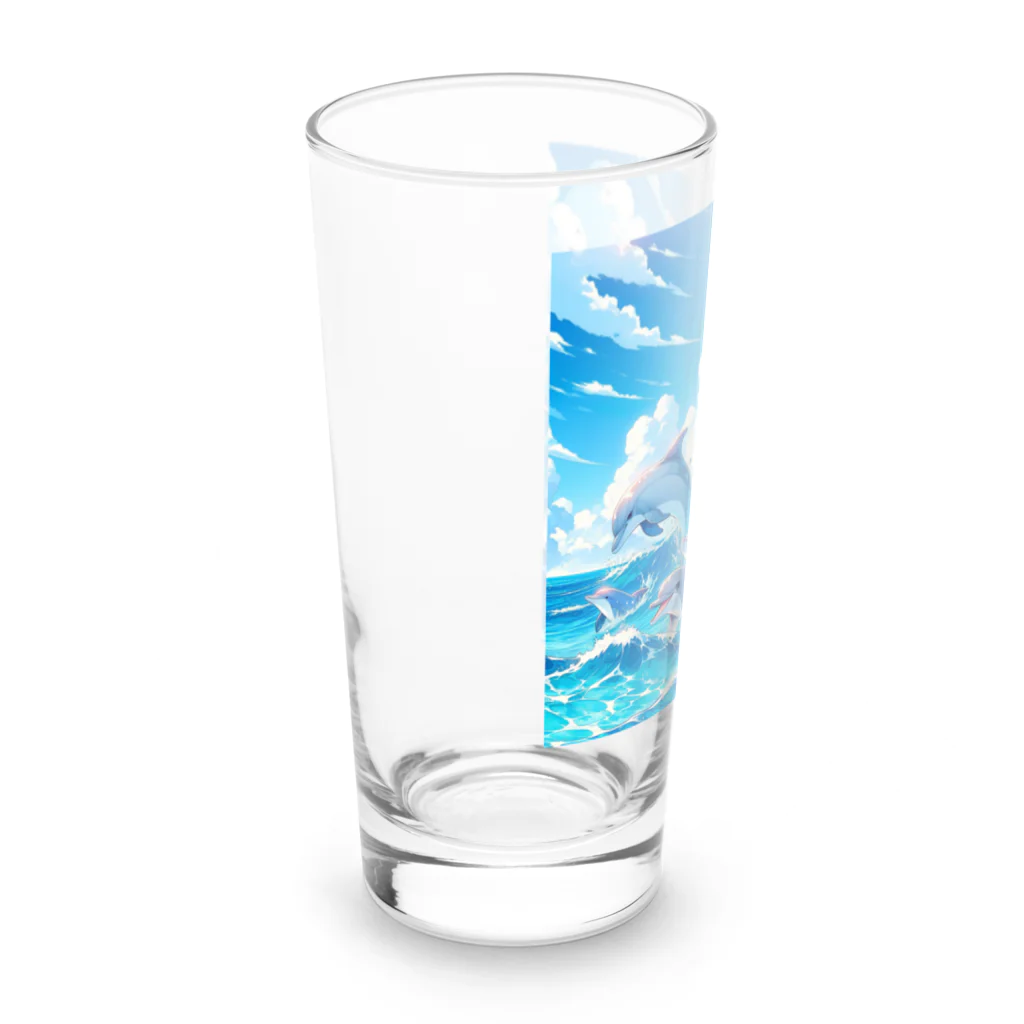 snow-birdの海で遊ぶイルカたちの楽しい風景 Long Sized Water Glass :left