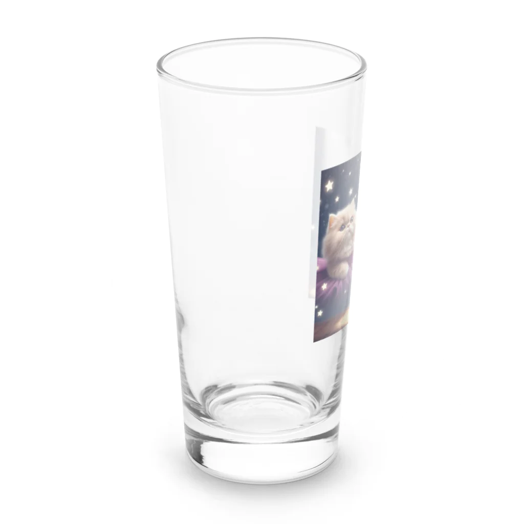 とてもすてきマートの猫バ(パープル) Long Sized Water Glass :left