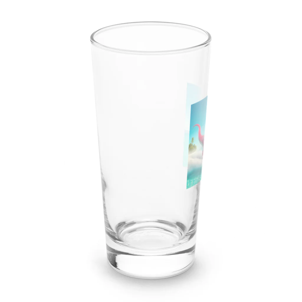 DINO-studioのジェットスキーを楽しむ赤ティラノ Long Sized Water Glass :left