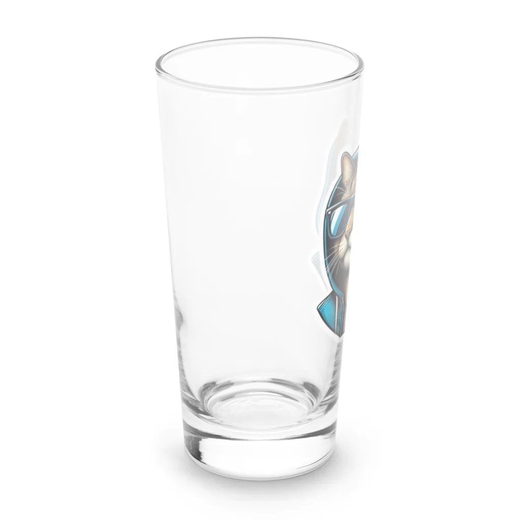 終わらない夢🌈のパーカーを着た猫🐱 Long Sized Water Glass :left