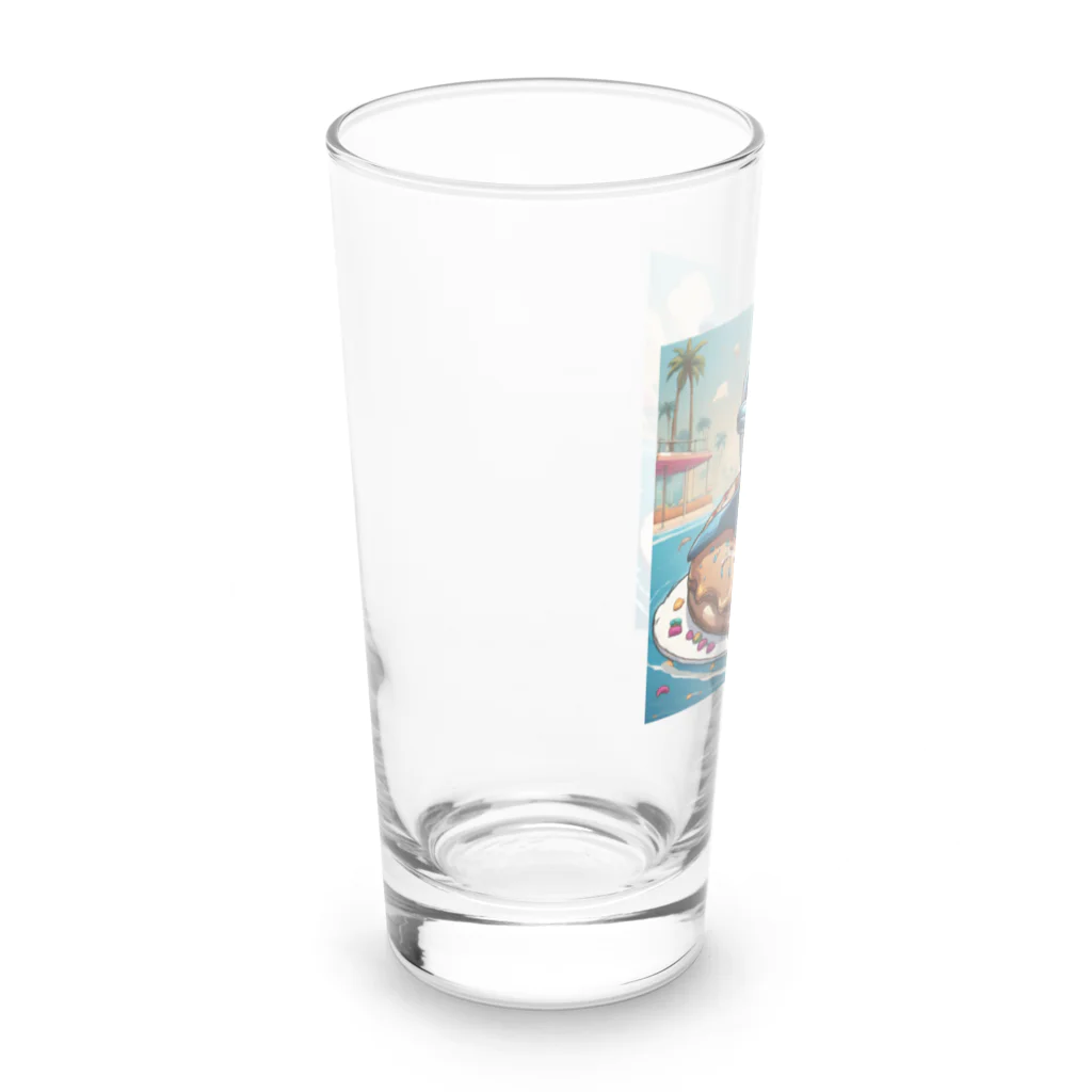 HIROYAN5935のドーナッツ好きのイルカのクーちゃん Long Sized Water Glass :left