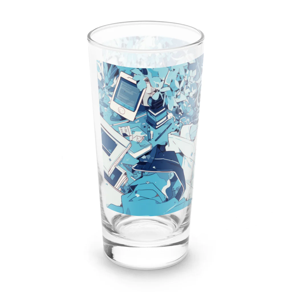 as -AIイラスト- の青いヘッドホン Long Sized Water Glass :left