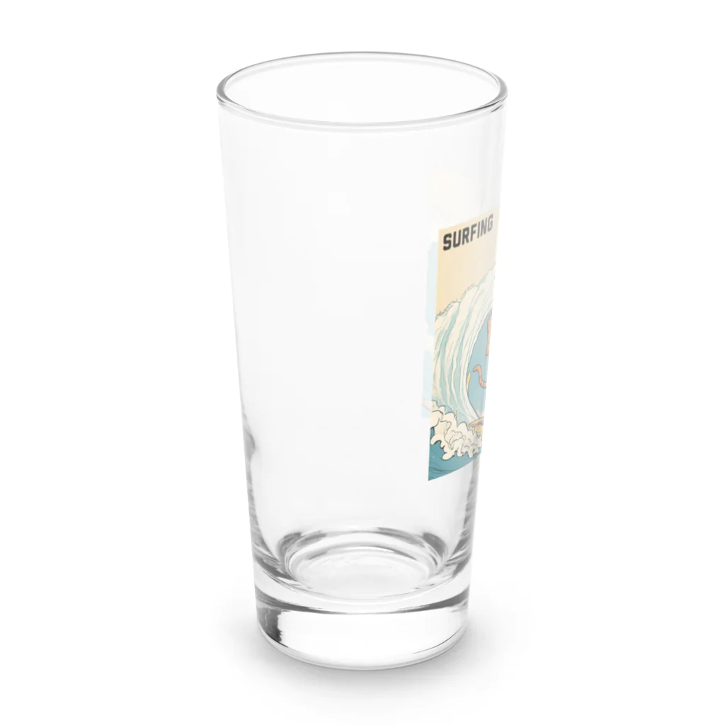 ハワイライフのSURFING猫（男の子バージョン） Long Sized Water Glass :left