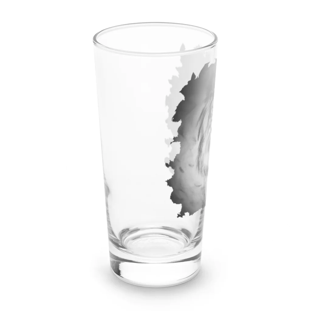 greetenのライオン　アートアニマル　モノクロ Long Sized Water Glass :left