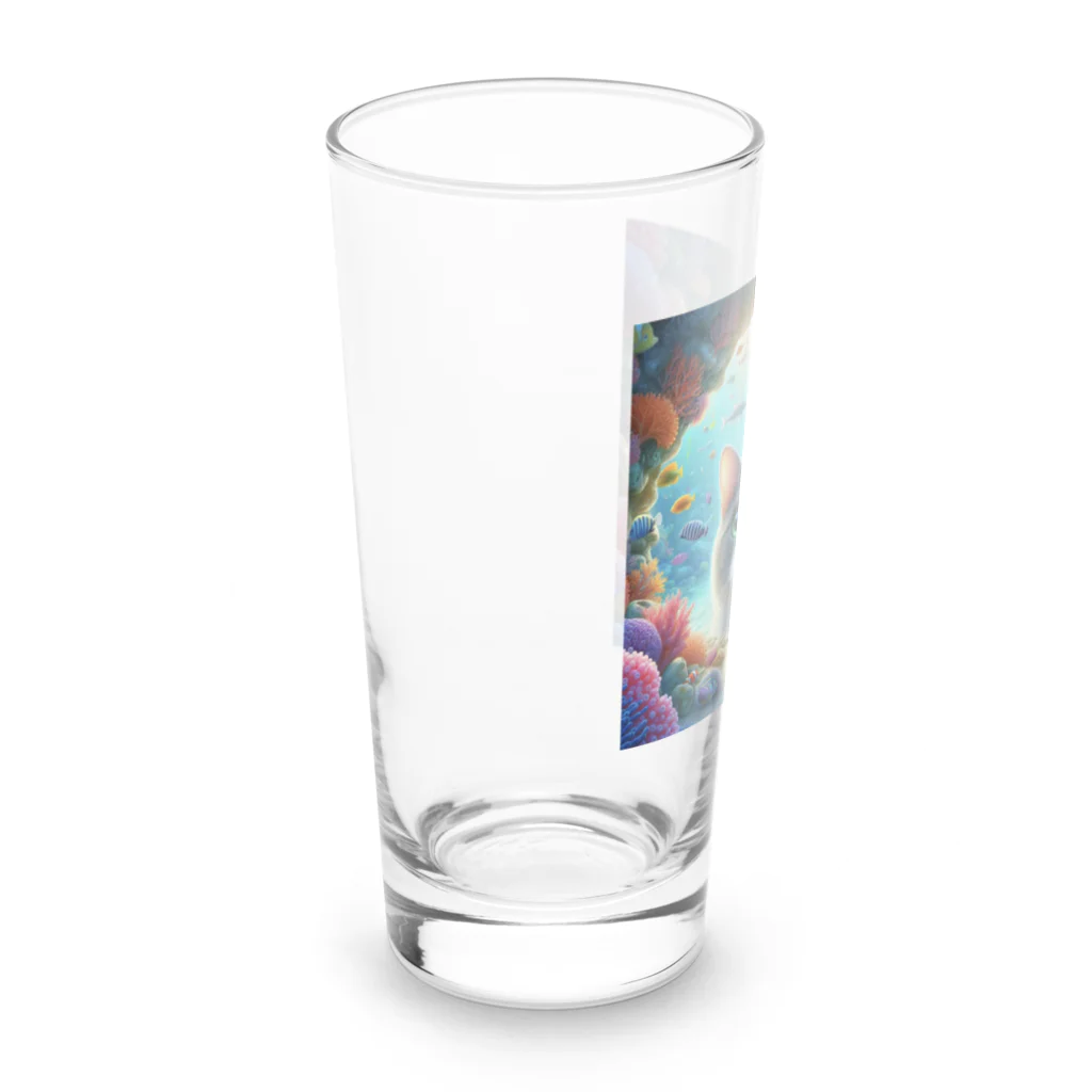 ことぶき　358の珊瑚に癒される猫 Long Sized Water Glass :left