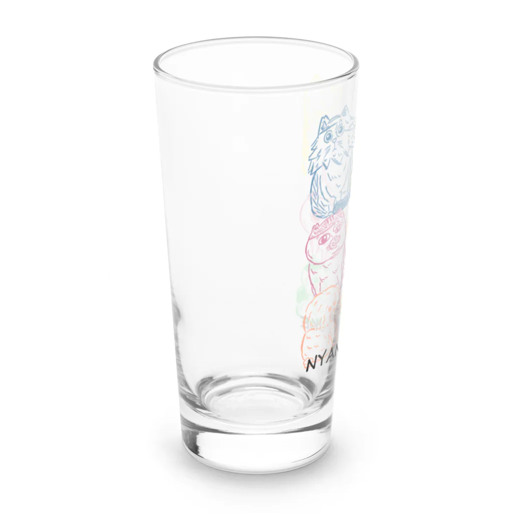 にゃんまるけのカラフルまるけ Long Sized Water Glass :left