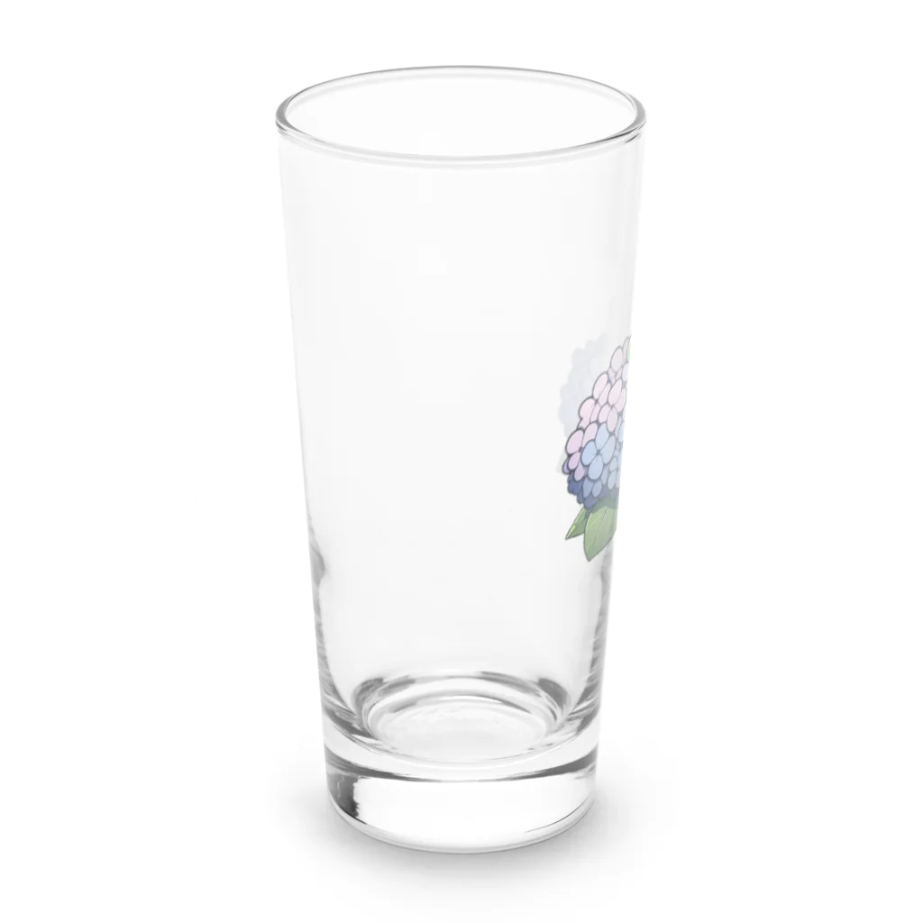 終わらない夢🌈の紫陽花の花と可愛いアマガエル🐸 Long Sized Water Glass :left