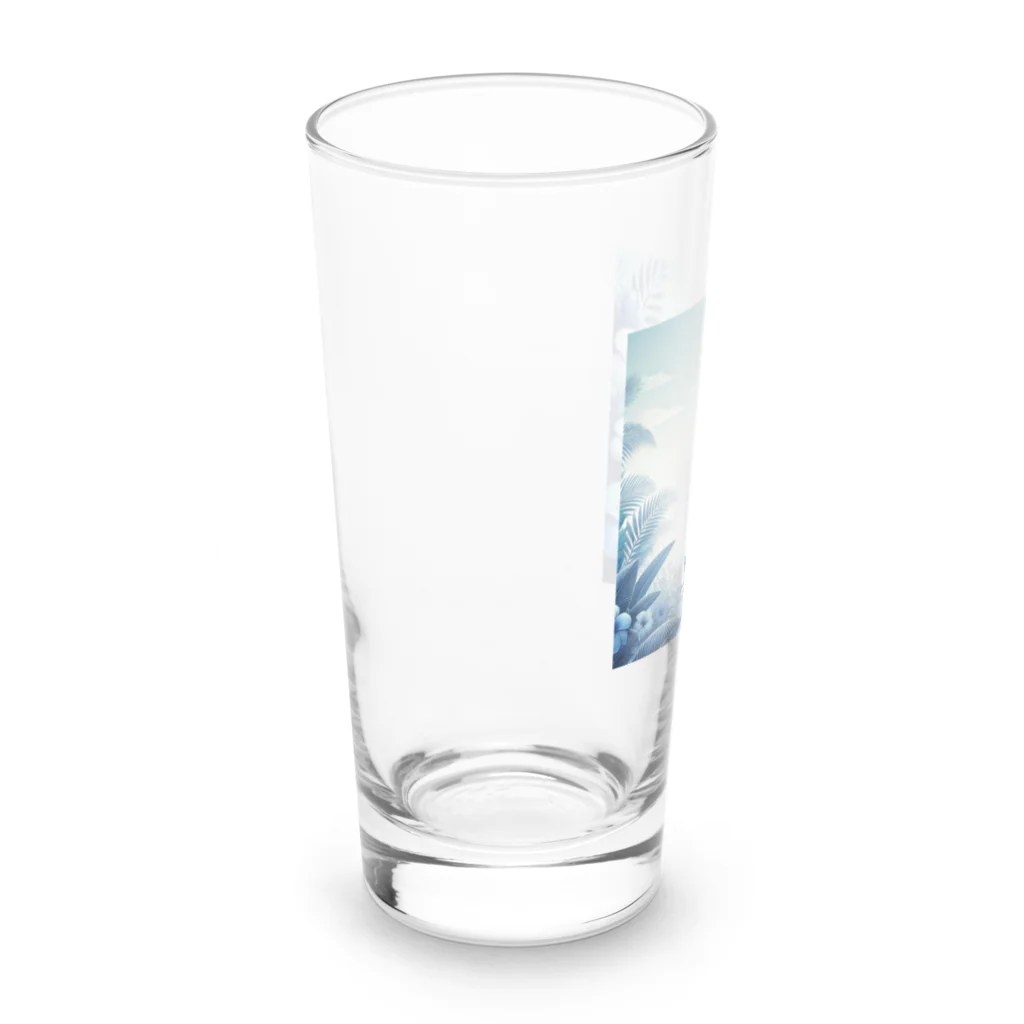 海の幸の青色なトロピカルフラワー Long Sized Water Glass :left