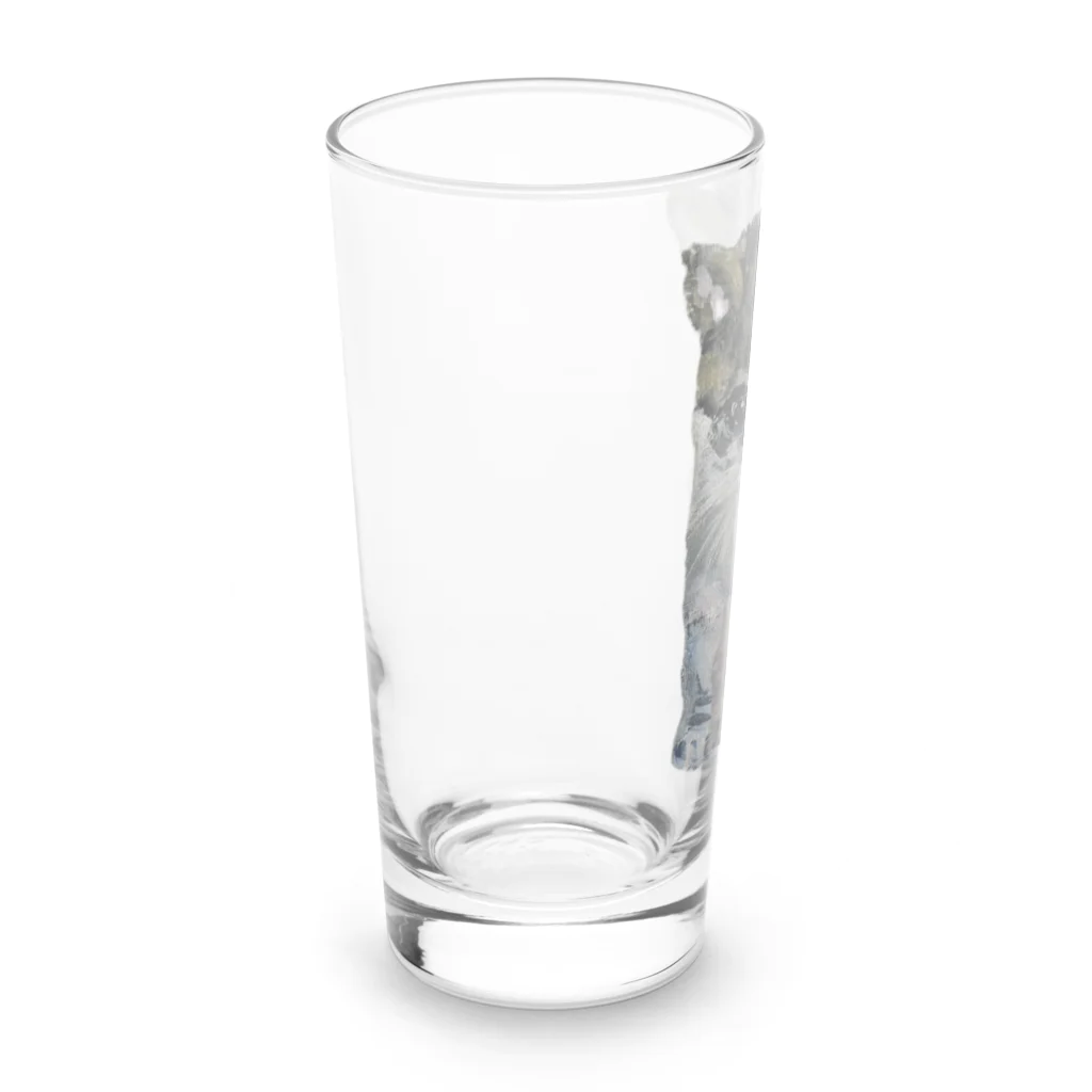 青い猫の真白 Long Sized Water Glass :left