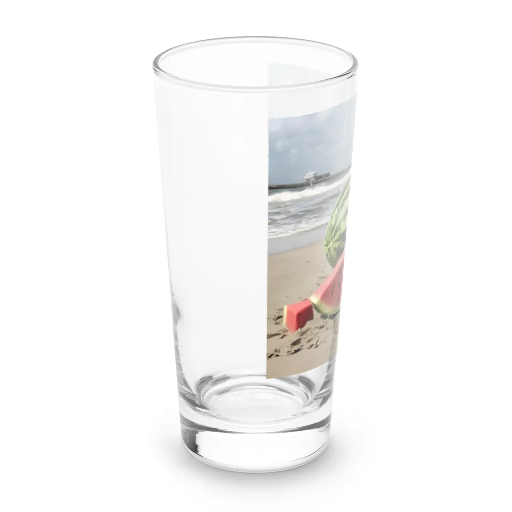 はちみつあめの浜辺のスイカ Long Sized Water Glass :left