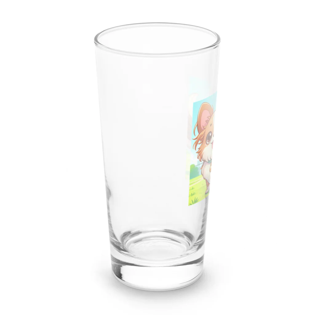 oz-chanの尻尾を振るロングコートチワワ_アニメ風1 Long Sized Water Glass :left