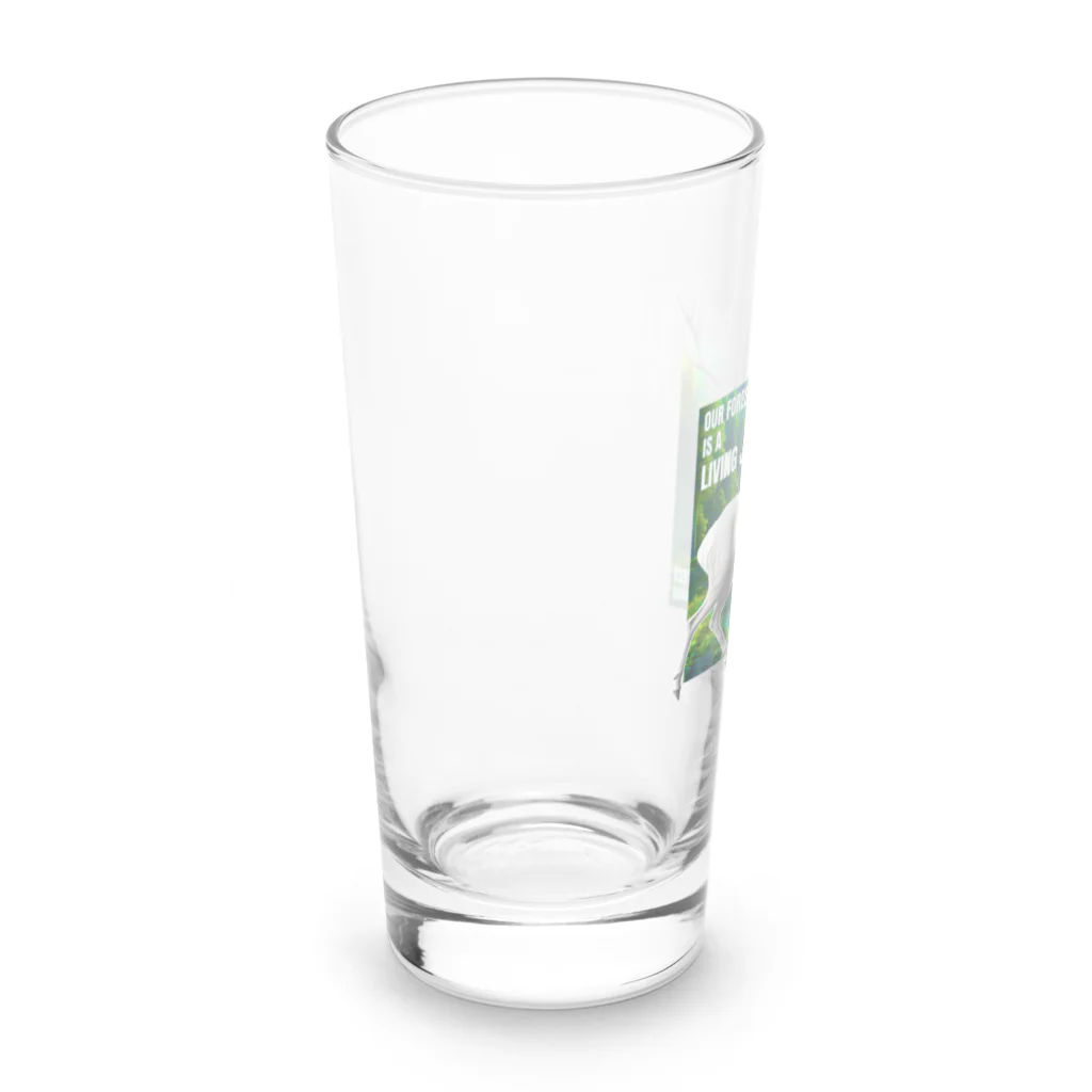 kazu_gの森は生きている「宝石」です！静寂を貴方の声で守ってください！（濃色用） Long Sized Water Glass :left