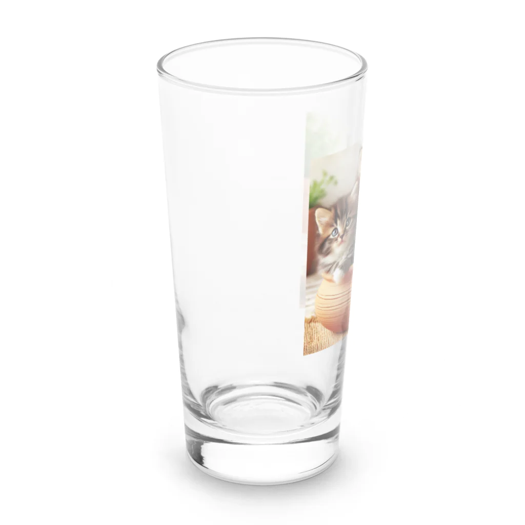 YFCの土鍋に可愛い親子猫が3匹④ Long Sized Water Glass :left