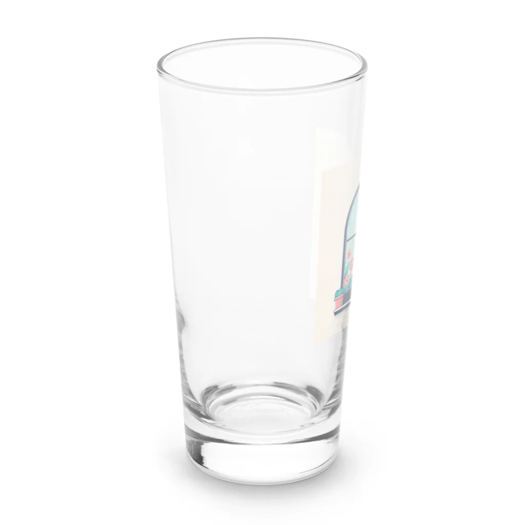 暇人ショップへようこそ！の窓の外を眺めるシンプルで可愛い猫 Long Sized Water Glass :left