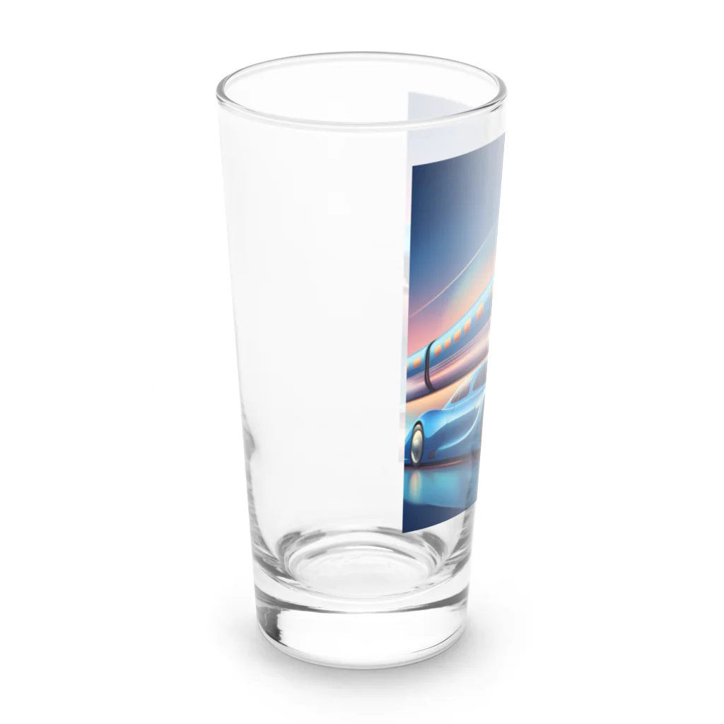 ro kuの青い車と新幹線 Long Sized Water Glass :left