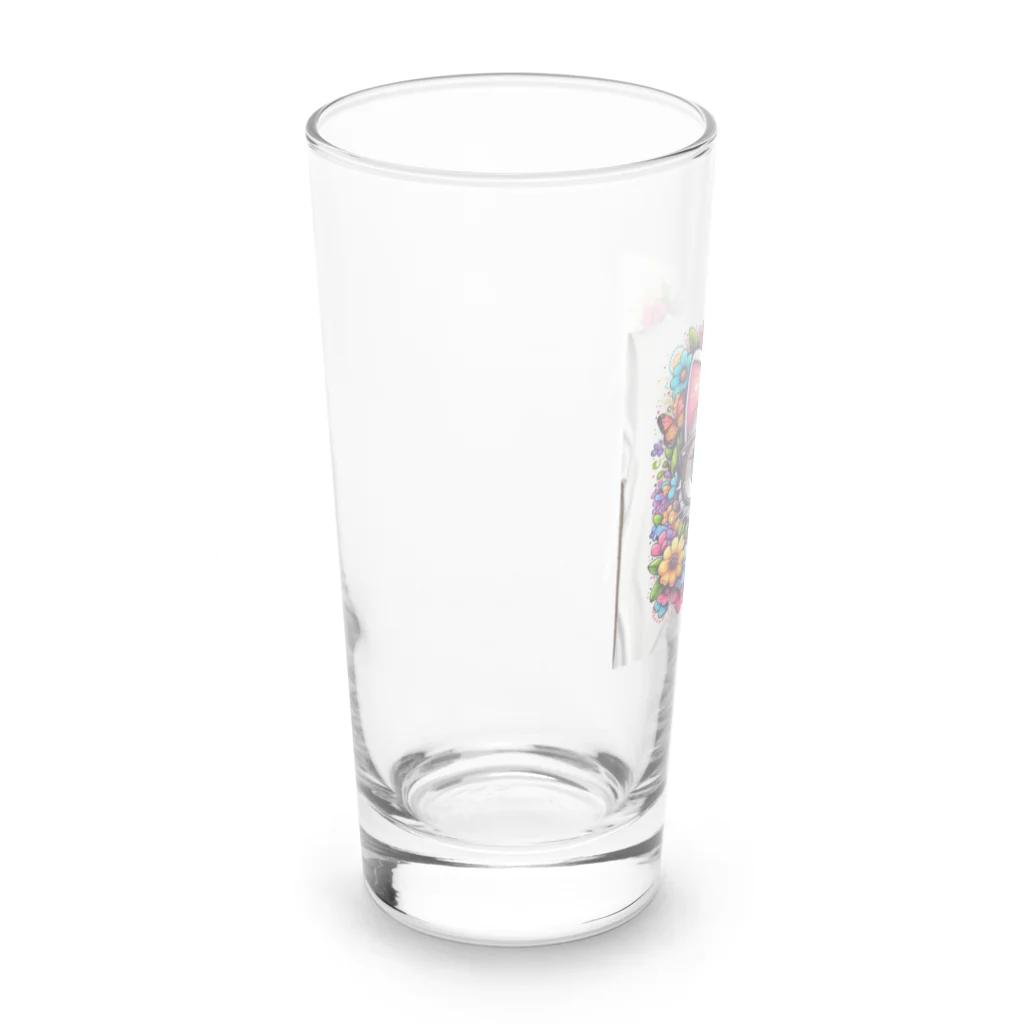 MKYU4のカシャリ！オシャレな眼鏡をかけたにゃんこ Long Sized Water Glass :left